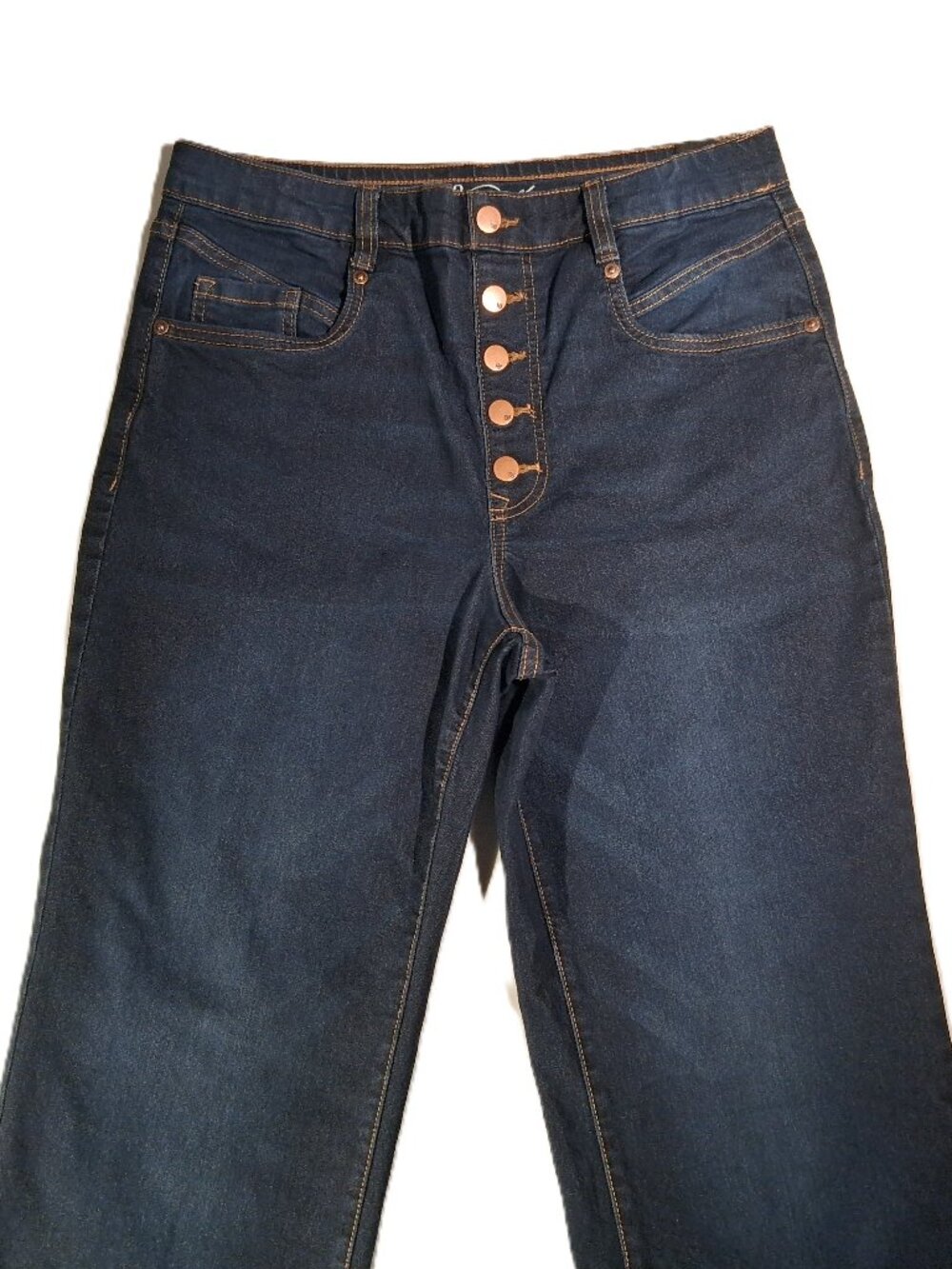 DG2 Diane Gilman Jeans  Exposed Button Fly Classic Stretch  sz 12P  Pull-On EXC